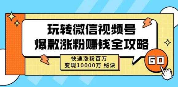 玩转微信视频号爆款涨粉赚钱全攻略，快速涨粉百万变现万元秘诀-59爱分享