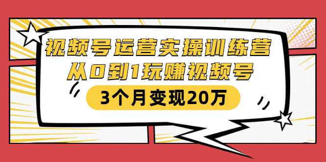 视频号运营实操训练营：从0到1玩赚视频号，3个月变现20万-59爱分享