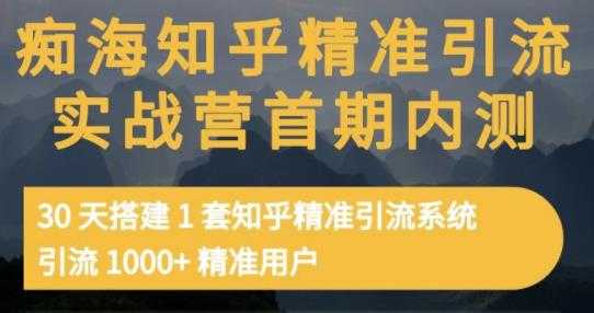 痴海知乎精准引流实战营1-2期，30天搭建1套知乎精准引流系统，引流1000+精准用户-59爱分享