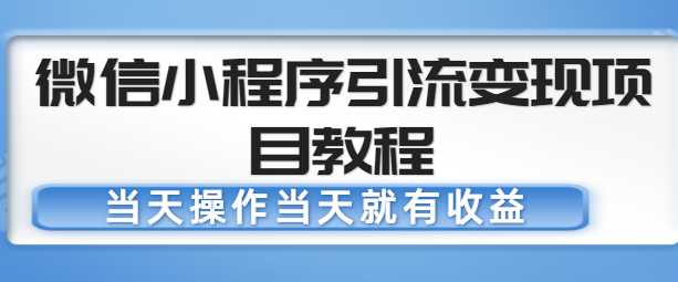 微信小程序引流变现项目教程，当天操作当天就有收益，变现不再是难事-59爱分享