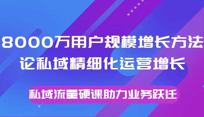 8000万用户规模增长方法论私域精细化运营增长，私域流量硬课助力业务跃迁-59爱分享