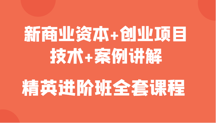 新商业资本+创业项目，技术+案例讲解，精英进阶班全套课程-59爱分享