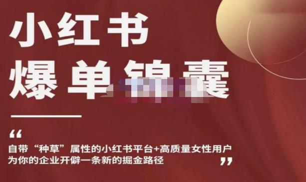 小红书爆单锦囊，自带种草属性+高质量女性用户，为你的企业开辟一条新的掘金路径-59爱分享