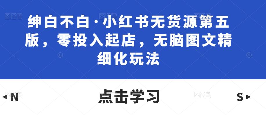 绅白不白·小红书无货源第五版，零投入起店，无脑图文精细化玩法-59爱分享