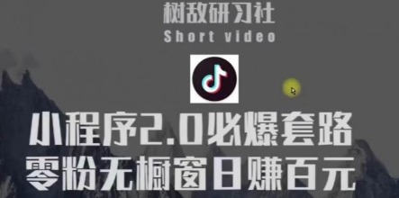 树敌研习社6月抖音赚钱课程：抖音小程序2.0必爆套路零粉无橱窗日赚百元玩法-59爱分享