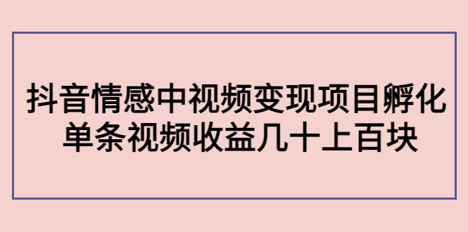 副业孵化营第5期：抖音情感中视频变现项目孵化 单条视频收益几十上百-59爱分享